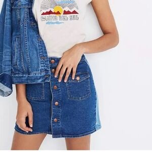 Madewell Size 30 Stretch Denim Straight Mini Skirt Pieced Edition Front Pockets
